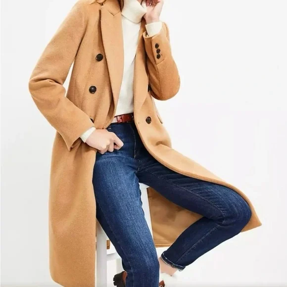 LOFT Women Double Breasted Tan Coat Jacket Size XXL - Picture 3 of 16